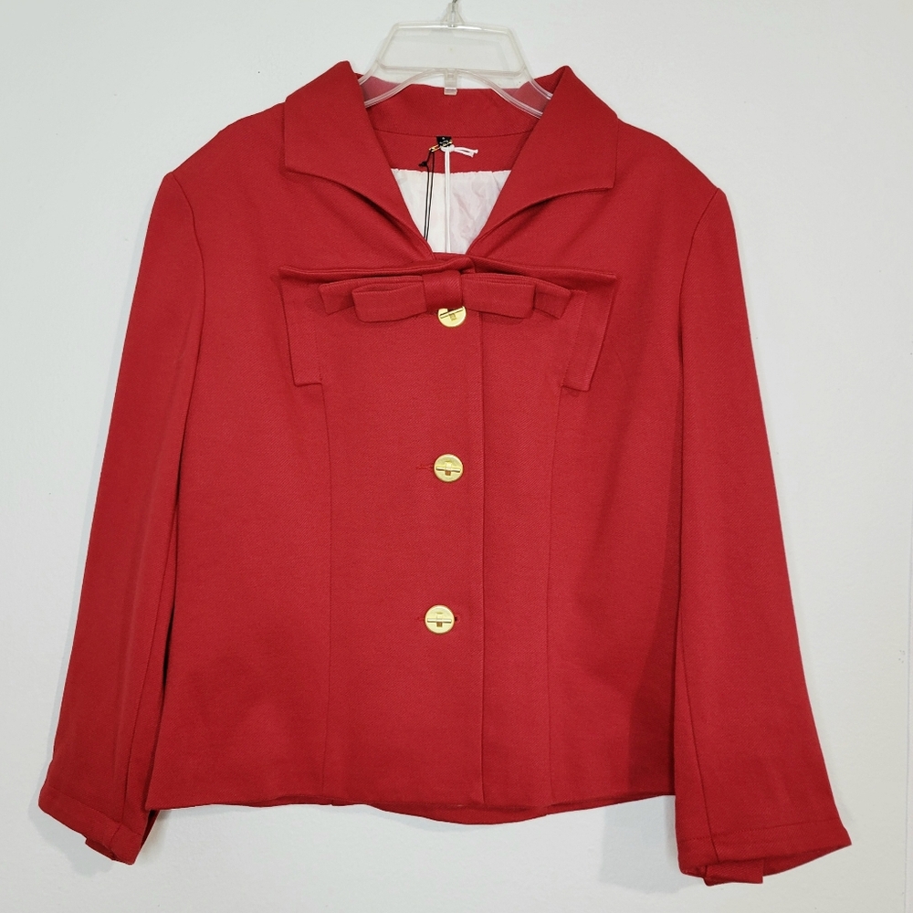 Cabi 60's Inspired Love Collection Red Beau Blazer Jacket W/Gold Buttons. Size 6